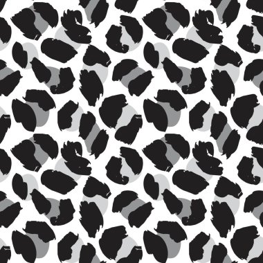 Moda tekstil, grafik ve el sanatları için Siyah ve Beyaz Leopar Kusursuz Desenli Arkaplan