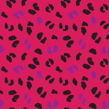 Moda tekstil, grafik ve el sanatları için Mor Hayvan Leoparı Kusursuz Desenli Arkaplan