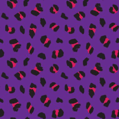 Moda tekstil, grafik ve el sanatları için Mor Hayvan Leoparı Kusursuz Desenli Arkaplan
