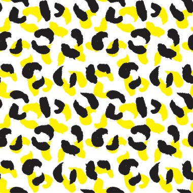 Moda tekstil, grafik ve el sanatları için Sarı Hayvan Leoparı Kusursuz Desenli Arkaplan