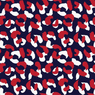 Moda tekstil, grafik ve el sanatları için Kırmızı Hayvan Leoparı Kusursuz Desenli Arkaplan