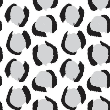 Moda tekstil, grafik ve el sanatları için Siyah ve Beyaz Leopar Kusursuz Desenli Arkaplan