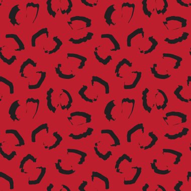 Moda tekstil, grafik ve el sanatları için Kırmızı Hayvan Leoparı Kusursuz Desenli Arkaplan