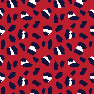 Moda tekstil, grafik ve el sanatları için Kırmızı Hayvan Leoparı Kusursuz Desenli Arkaplan