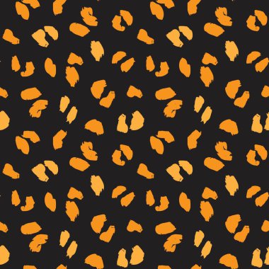 Moda tekstil, grafik ve el sanatları için Turuncu Hayvan Leoparı Kusursuz Desenli Arkaplan