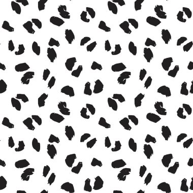 Moda tekstil, grafik ve el sanatları için Siyah ve Beyaz Leopar Kusursuz Desenli Arkaplan