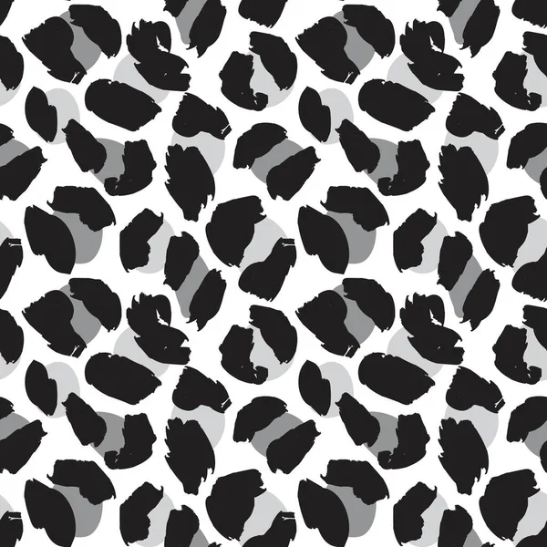 Fondo Sin Costura Patrón Leopardo Animal Blanco Negro Para Textiles — Vector de stock