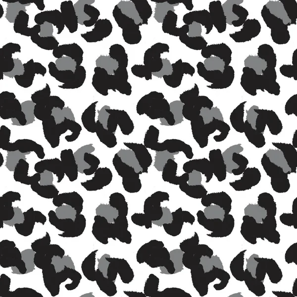 Fondo Sin Costura Patrón Leopardo Animal Blanco Negro Para Textiles — Vector de stock