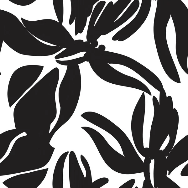 Noir Blanc Floral Fond Motif Sans Couture Pour Les Textiles — Image vectorielle