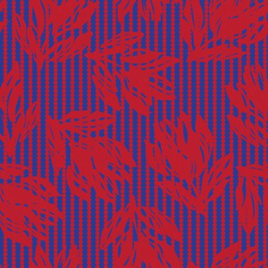 Moda tekstil ve grafikleri için çizgili arka plana sahip kırmızı çiçek deseni