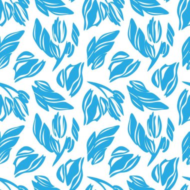 Moda tekstil, grafik, arka plan ve el sanatları için Mavi Çiçeksiz desenli arka plan