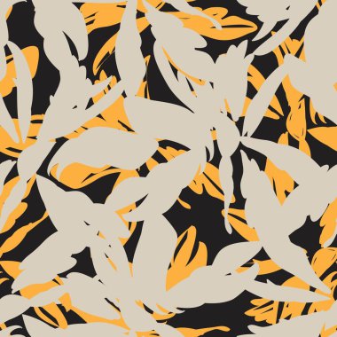 Moda tekstil, grafik, arka plan ve el sanatları için turuncu çiçekli desensiz arkaplan