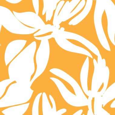 Moda tekstil, grafik, arka plan ve el sanatları için turuncu çiçekli desensiz arkaplan