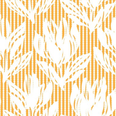 Moda tekstil ve grafikleri için çizgili arka plana sahip turuncu çiçek deseni