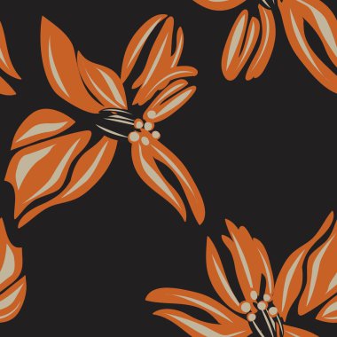 Moda tekstil, grafik, arka plan ve el sanatları için kahverengi çiçekli desensiz arkaplan