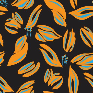 Moda tekstil, grafik, arka plan ve el sanatları için turuncu çiçekli desensiz arkaplan