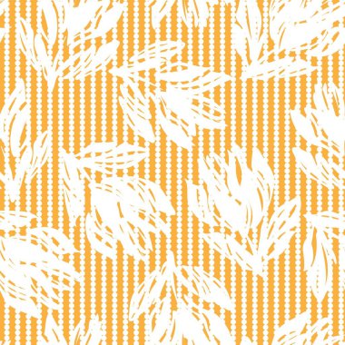 Moda tekstil ve grafikleri için çizgili arka plana sahip turuncu çiçek deseni