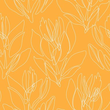 Moda tekstil, grafik, arka plan ve el sanatları için turuncu çiçekli desensiz arkaplan