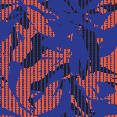 Moda tekstil ve grafikleri için çizgili arka plana sahip turuncu çiçek deseni