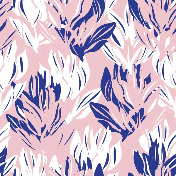 Fondo Patrón Sin Costuras Pink Navy Floral Para Textiles Moda — Vector de stock