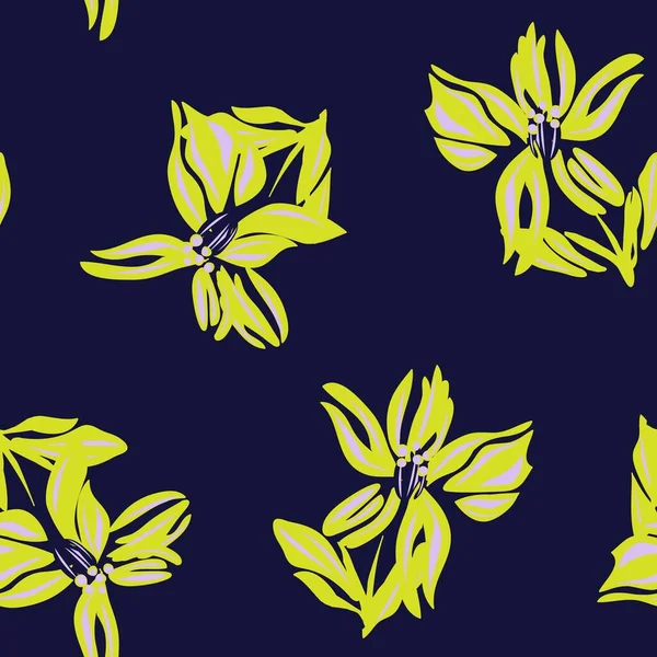 Moda Tekstil Grafik Arka Plan Sanatları Için Sarı Çiçek Desensiz — Stok Vektör