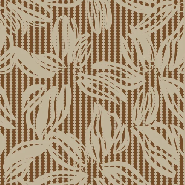 Bruin Floral Naadloos Patroon Met Gestreepte Achtergrond Voor Mode Textiel — Stockvector