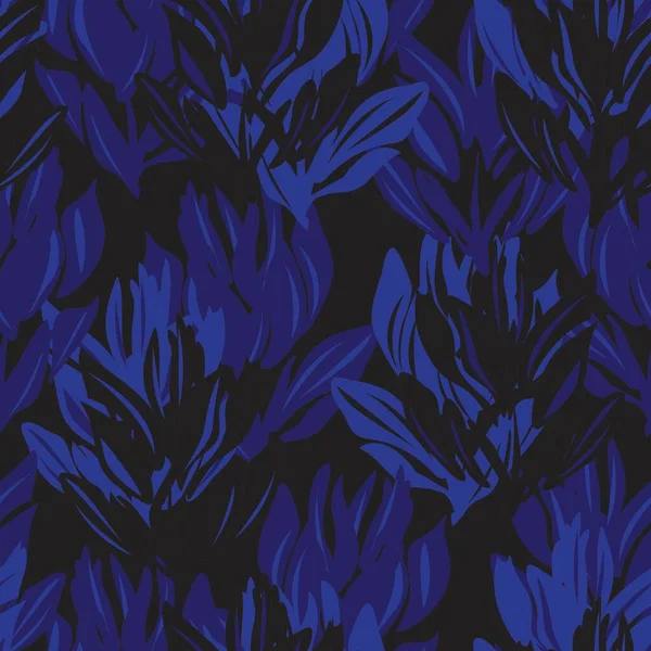 Fundo Padrão Sem Costura Floral Azul Para Têxteis Moda Gráficos —  Vetores de Stock