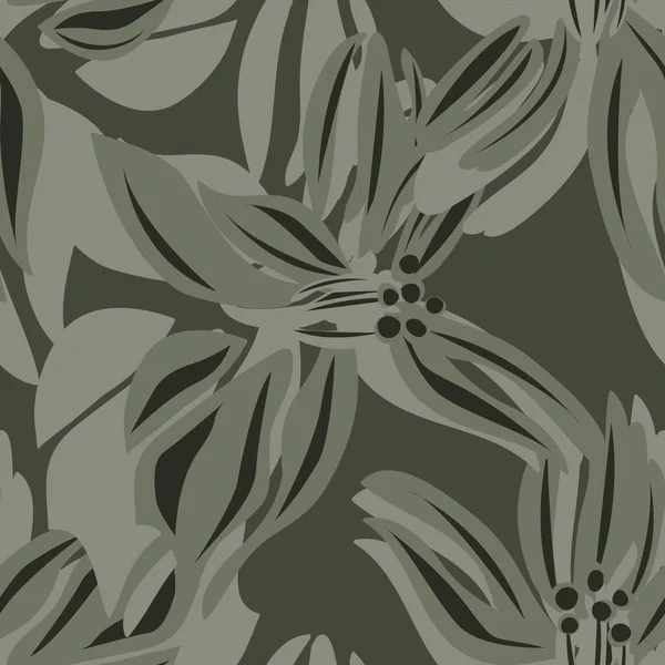 Grön Blommig Sömlös Mönster Bakgrund För Mode Textilier Grafik Bakgrunder — Stock vektor