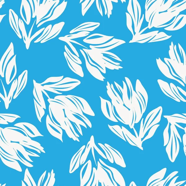 Blue Floral Nahtloser Musterhintergrund Für Modetextilien Grafiken Hintergründe Und Kunsthandwerk — Stockvektor