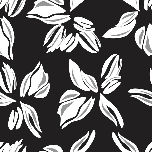 Black White Floral Seamless Pattern Background Fashion Textiles Graphics Backgrounds — Stock Vector