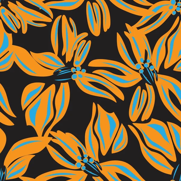 Orange Blommig Sömlös Mönster Bakgrund För Mode Textilier Grafik Bakgrunder — Stock vektor