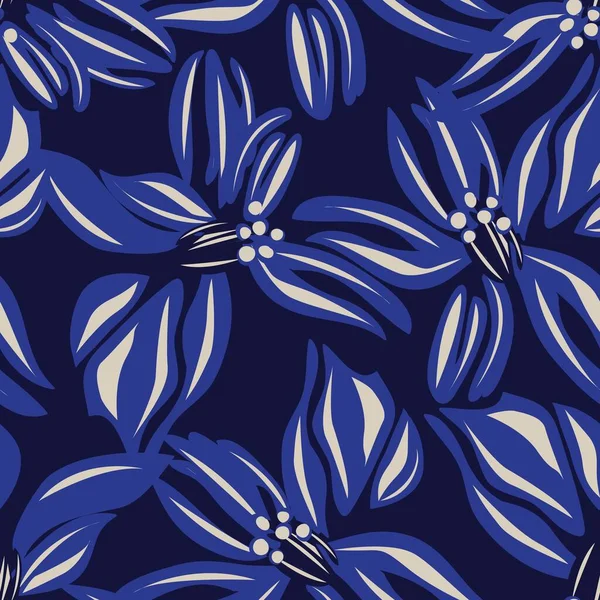 Blue Floral Seamless Pattern Background Fashion Textiles Graphics Backgrounds Crafts — Stock Vector