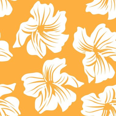 Moda tekstil, grafik, arka plan ve el sanatları için turuncu çiçekli desensiz arkaplan