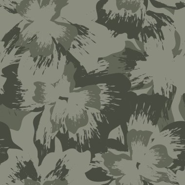 Yeşil çiçekli fırça darbeleri moda baskıları, grafikler, arka planlar ve el sanatları için pürüzsüz desenli arka plan