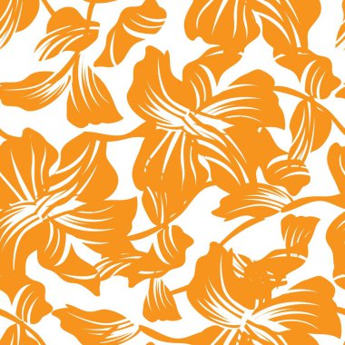Moda tekstil, grafik, arka plan ve el sanatları için turuncu çiçekli desensiz arkaplan