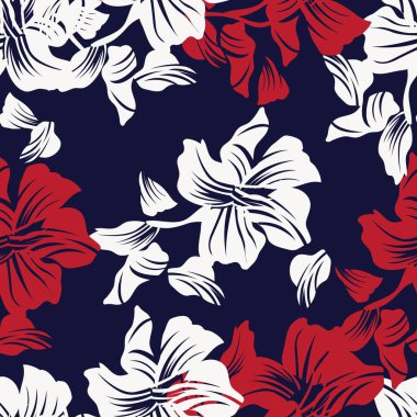 Moda tekstil, grafik, arka plan ve el sanatları için kırmızı çiçek desensiz arkaplan