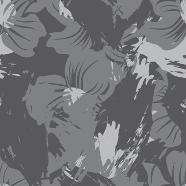 Siyah ve Beyaz Çiçek fırça darbeleri moda baskıları, grafikler, arka planlar ve el sanatları için pürüzsüz desenli arka plan