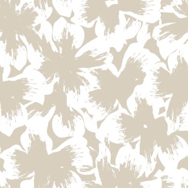 Kahverengi çiçekli fırça darbeleri moda baskıları, grafikler, arka planlar ve el sanatları için pürüzsüz desenli arka plan