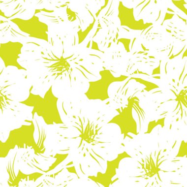 Sarı çiçekli fırça darbeleri moda baskıları, grafikler, arka planlar ve el sanatları için pürüzsüz desenli arkaplan