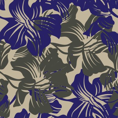 Moda tekstil, grafik, arka plan ve el sanatları için yeşil çiçek desensiz arkaplan