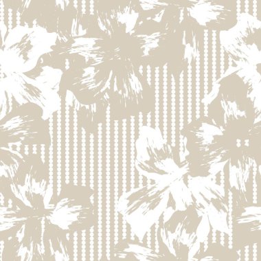 Moda tekstil ve grafikleri için çizgili arkaplanı olan kahverengi çiçeksiz desen