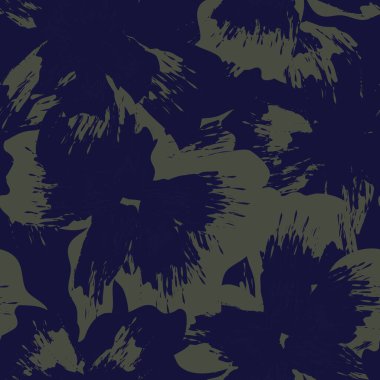 Yeşil çiçekli fırça darbeleri moda baskıları, grafikler, arka planlar ve el sanatları için pürüzsüz desenli arka plan