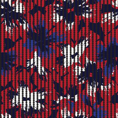 Moda tekstil ve grafikleri için çizgili arka plana sahip kırmızı çiçek deseni