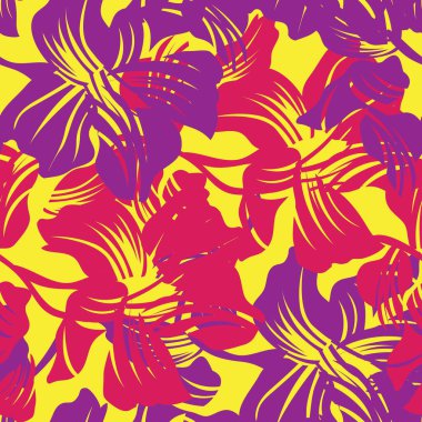 Moda tekstil, grafik, arka plan ve el sanatları için mor çiçek desensiz arkaplan