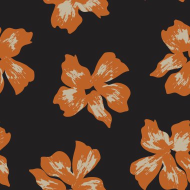 Kahverengi çiçekli fırça darbeleri moda baskıları, grafikler, arka planlar ve el sanatları için pürüzsüz desenli arka plan