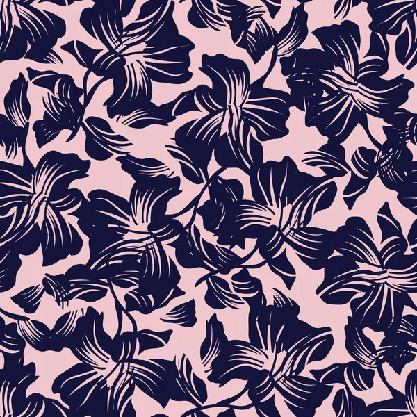 Rosa Marinha Floral Sem Costura Fundo Padrão Para Têxteis Moda — Vetor de Stock