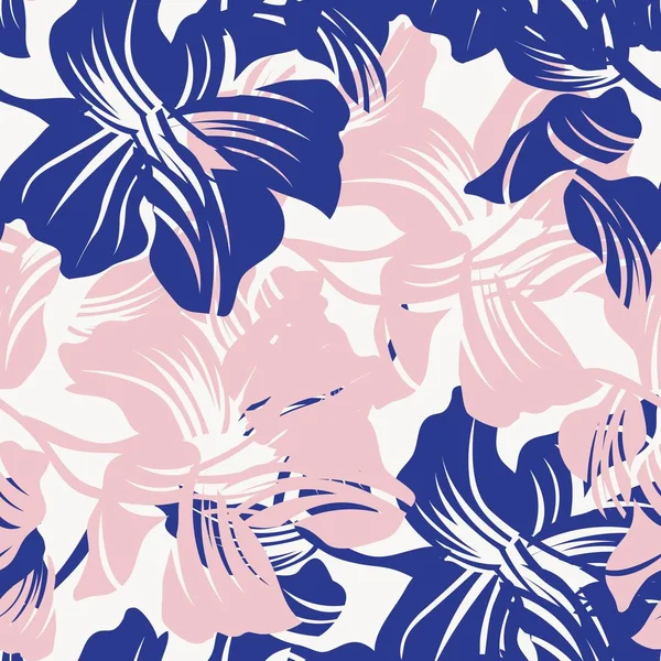 Pink Navy Floral Nahtlose Muster Hintergrund Für Modetextilien Grafiken Hintergründe — Stockvektor