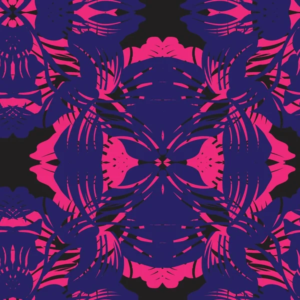 Diseño Patrón Inconsútil Floral Simétrico Púrpura Para Textiles Gráficos Moda — Vector de stock