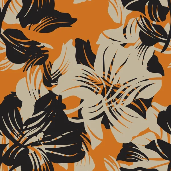 Fondo Patrón Sin Costuras Brown Floral Para Textiles Moda Gráficos — Vector de stock
