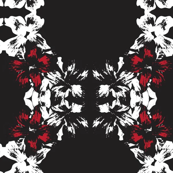 Red Symmetric Floral Naadloos Patroon Ontwerp Voor Mode Textiel Graphics — Stockvector